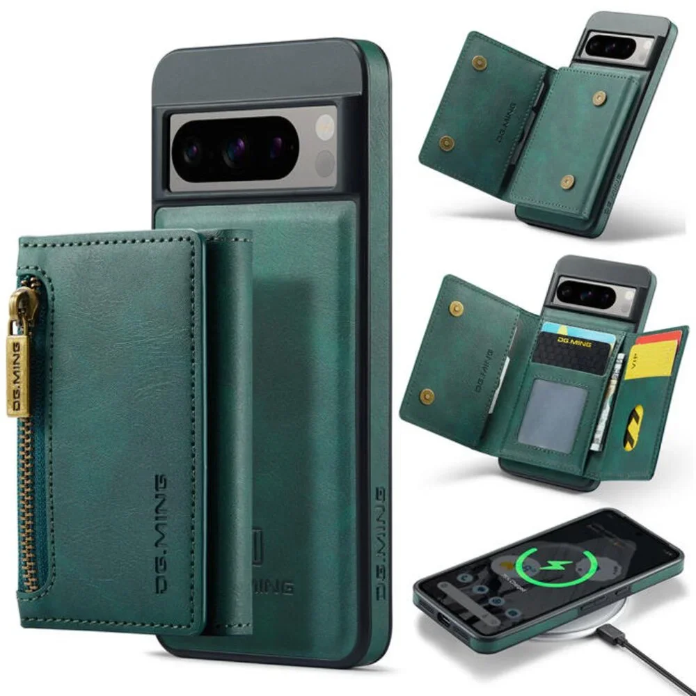 DG.MING M5 For Pixel‎ 8 Pro Magnetic Detachable Zipper Wallet Case RFID Blocking